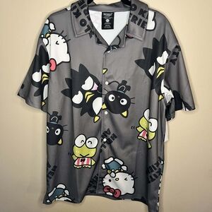 Sanrio Hello Kitty And Friends Gray Medium Button Up Hawaiian Shirt